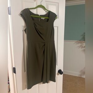 Calvin Klein olive green draped sheath dress